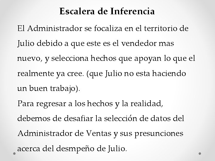 Escalera de Inferencia El Administrador se focaliza en el territorio de Julio debido a