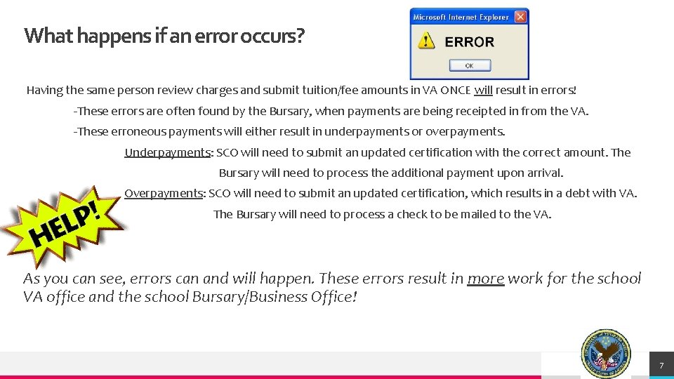 What happens if an error occurs? Having the same person review charges and submit