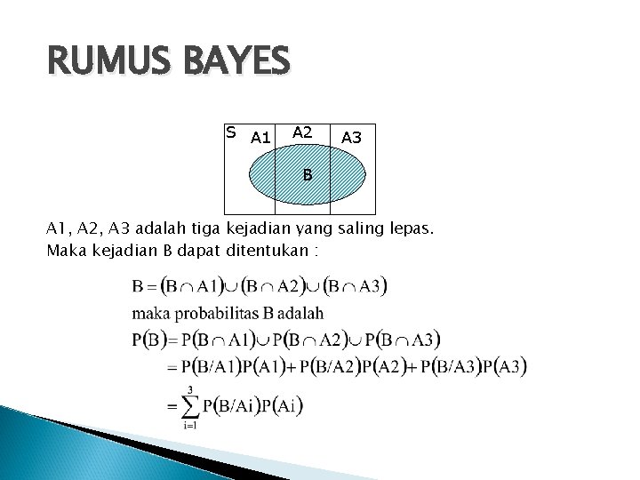 RUMUS BAYES S A 1 A 2 A 3 B A 1, A 2,