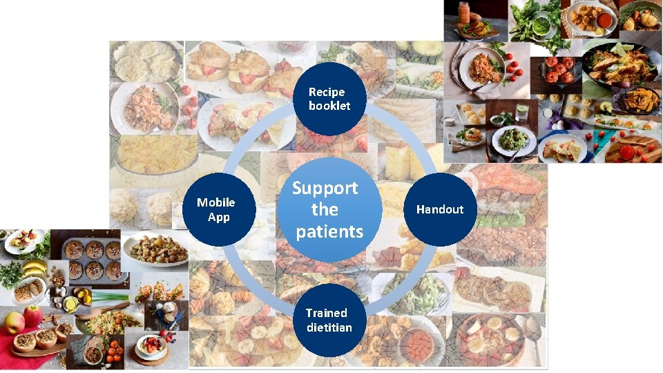 Recipe booklet Mobile App Support the patients Trained dietitian Handout 