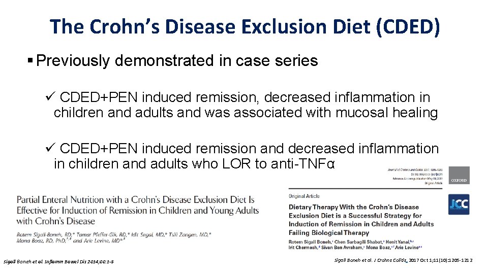 The Crohn’s Disease Exclusion Diet (CDED) § Previously demonstrated in case series ü CDED+PEN