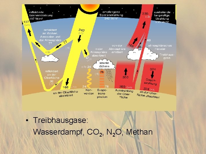  • Treibhausgase: Wasserdampf, CO 2, N 2 O, Methan 