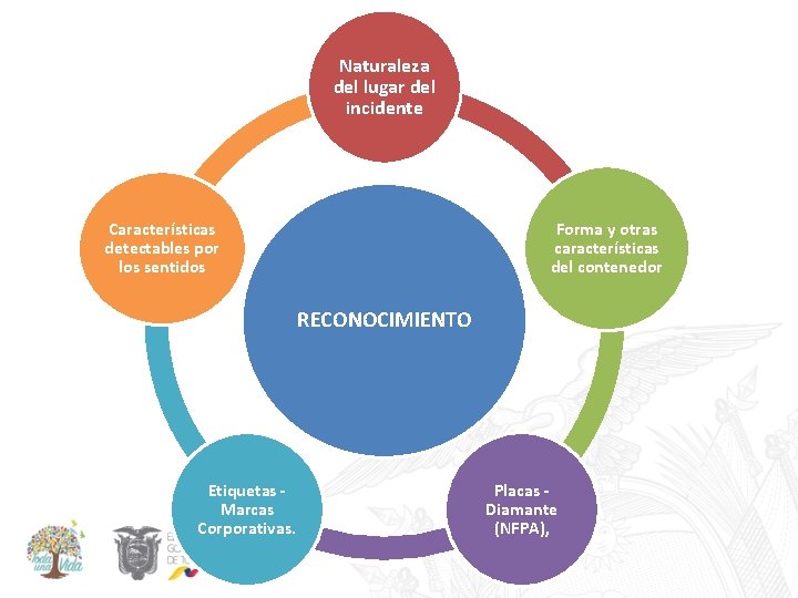 Naturaleza del lugar del incidente Características detectables por los sentidos Forma y otras características