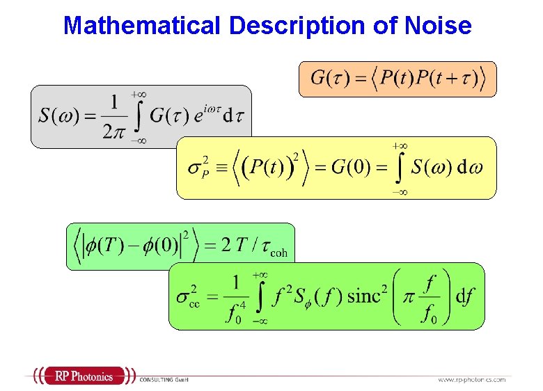 Mathematical Description of Noise 