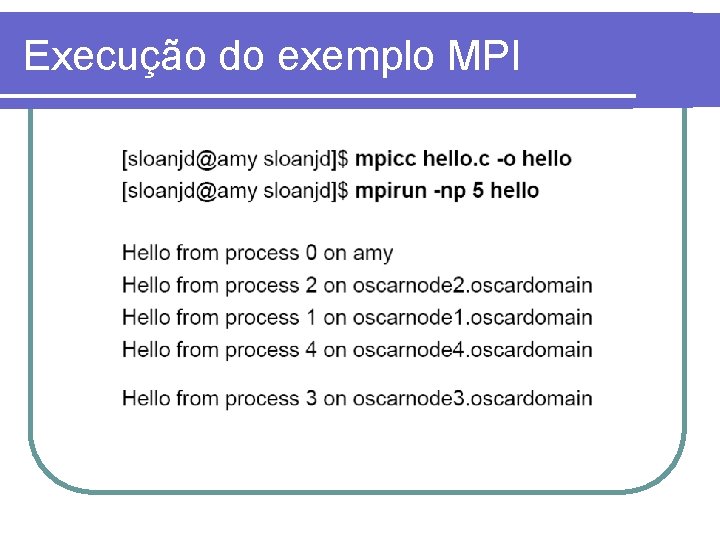 Execução do exemplo MPI 