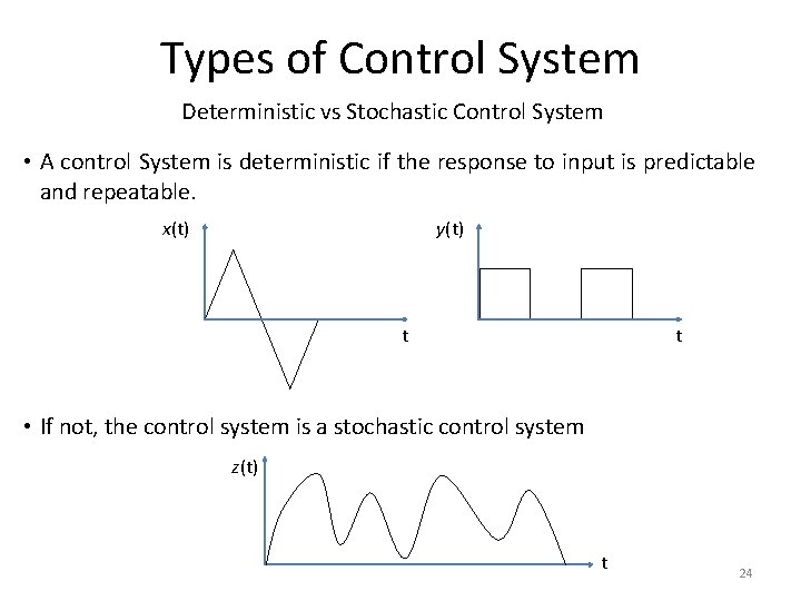 Types of Control System Deterministic vs Stochastic Control System • A control System is Types of Control System Deterministic vs Stochastic Control System • A control System is