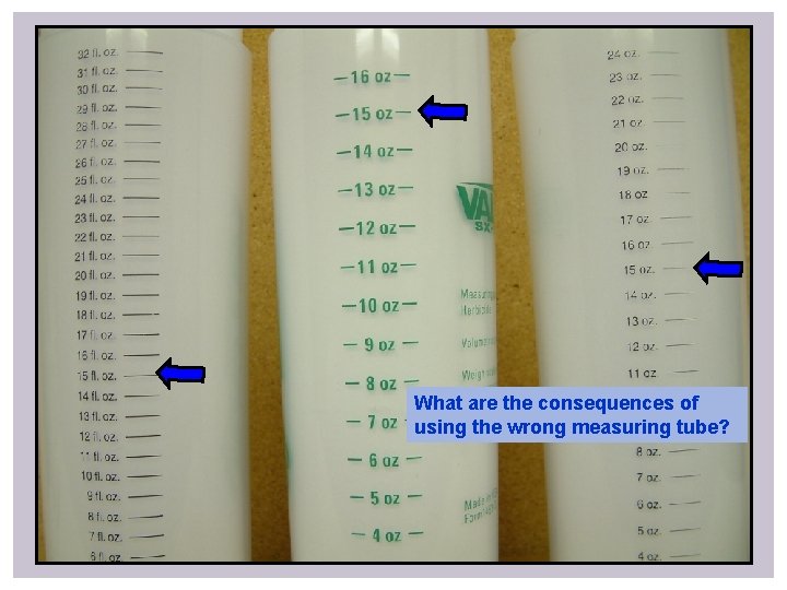 What are the consequences of using the wrong measuring tube? 