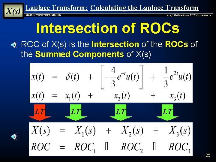 X(s) Laplace Transform: Calculating the Laplace Transform Intersection of ROCs § ROC of X(s)