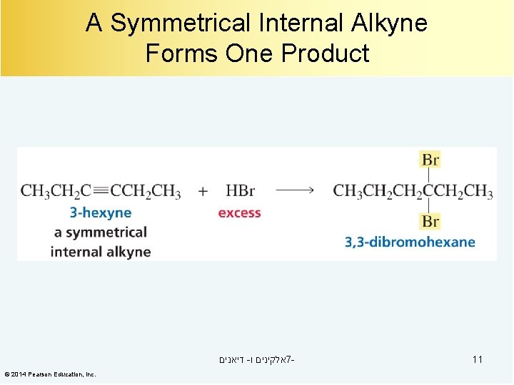 A Symmetrical Internal Alkyne Forms One Product דיאנים - אלקינים ו 7© 2014 Pearson