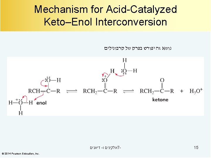 Mechanism for Acid-Catalyzed Keto–Enol Interconversion נושא זה יפורט בפרק של קרבונילים דיאנים - אלקינים