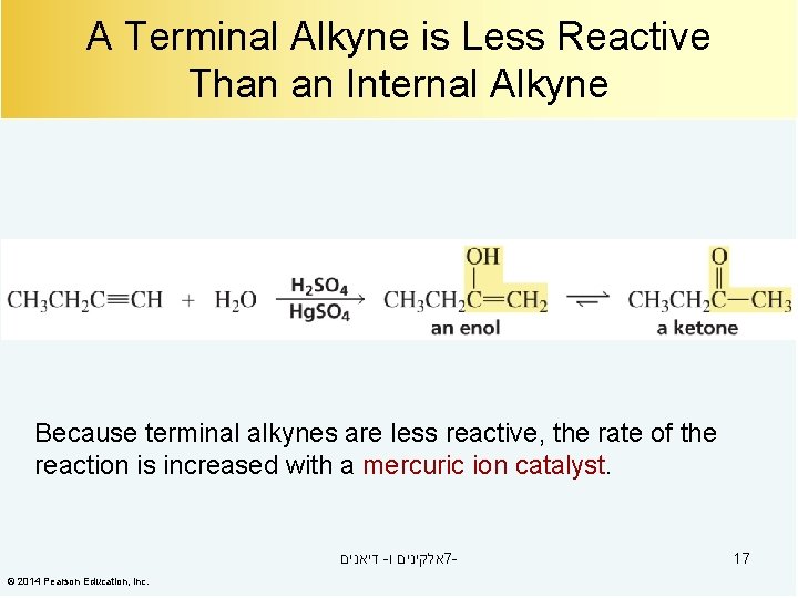 A Terminal Alkyne is Less Reactive Than an Internal Alkyne Because terminal alkynes are