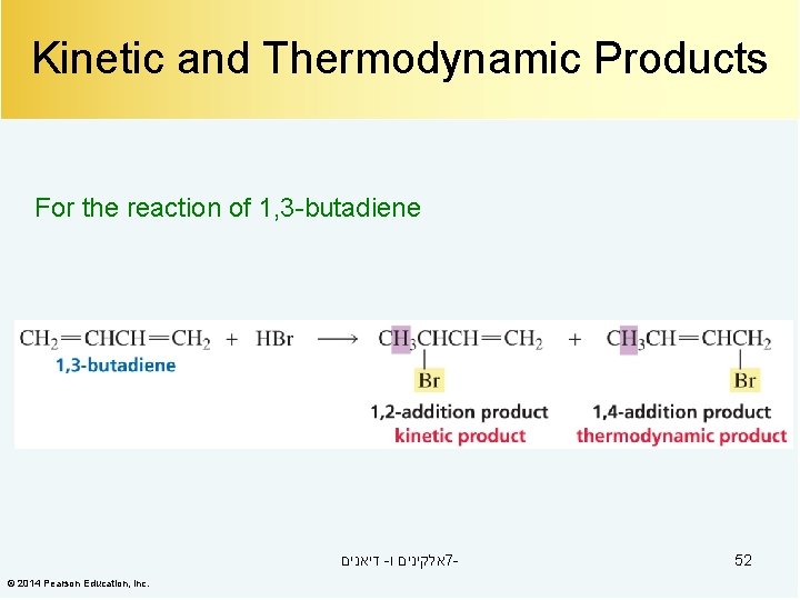 Kinetic and Thermodynamic Products For the reaction of 1, 3 -butadiene דיאנים - אלקינים