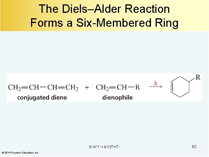 The Diels–Alder Reaction Forms a Six-Membered Ring דיאנים - אלקינים ו 7© 2014 Pearson