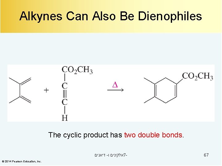 Alkynes Can Also Be Dienophiles The cyclic product has two double bonds. דיאנים -