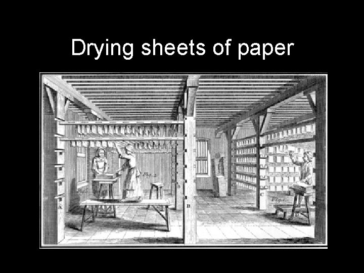 Drying sheets of paper 