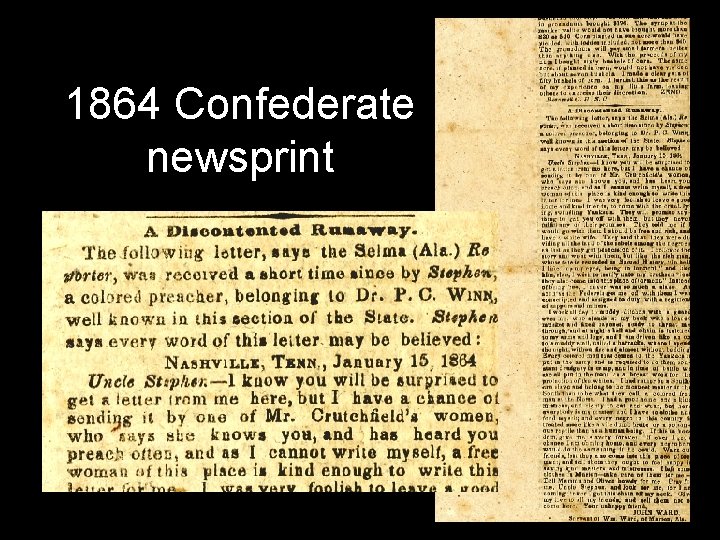 1864 Confederate newsprint 