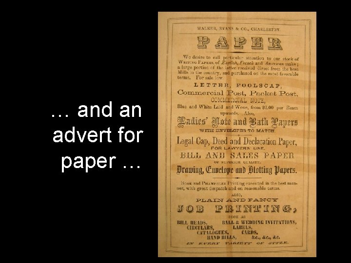 … and an advert for paper … 