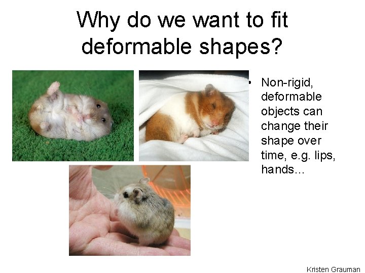 Why do we want to fit deformable shapes? • Non-rigid, deformable objects can change