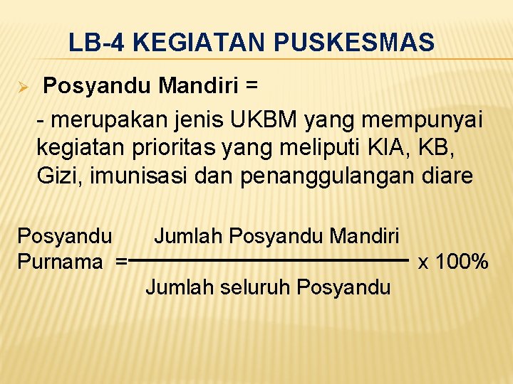 LB-4 KEGIATAN PUSKESMAS Ø Posyandu Mandiri = - merupakan jenis UKBM yang mempunyai kegiatan