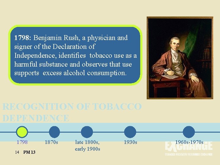 1798: Benjamin Rush, a physician and signer of the Declaration of Independence, identifies tobacco