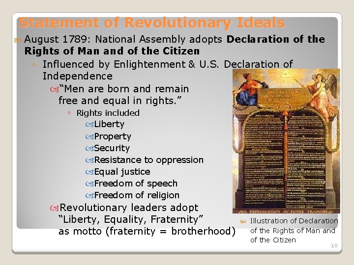 Statement of Revolutionary Ideals August 1789: National Assembly adopts Declaration of the Rights of