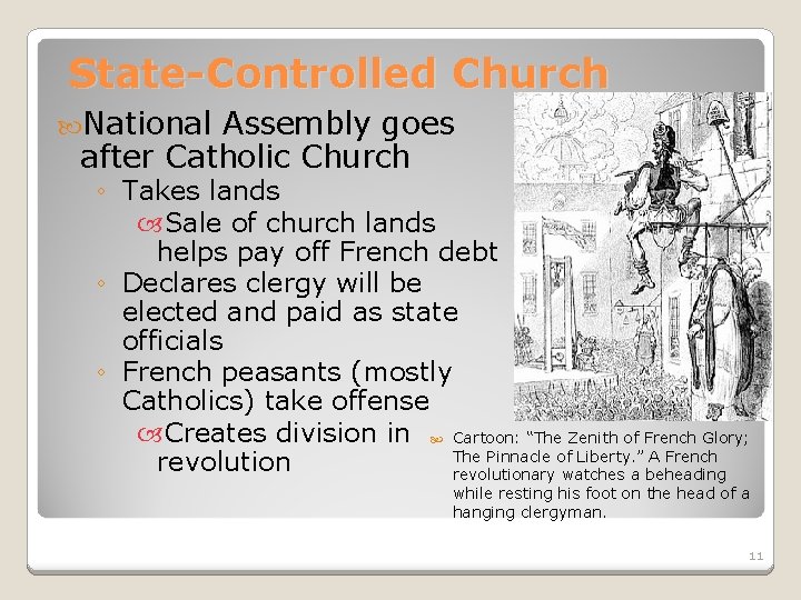 State-Controlled Church National Assembly goes after Catholic Church ◦ Takes lands Sale of church
