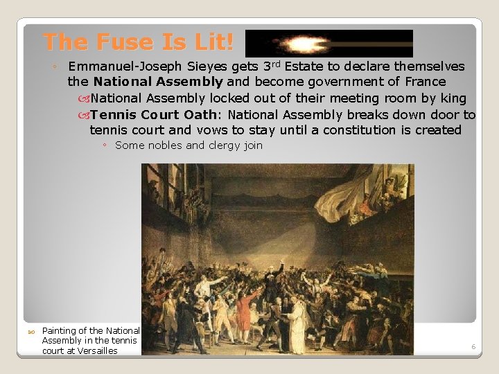 The Fuse Is Lit! ◦ Emmanuel-Joseph Sieyes gets 3 rd Estate to declare themselves