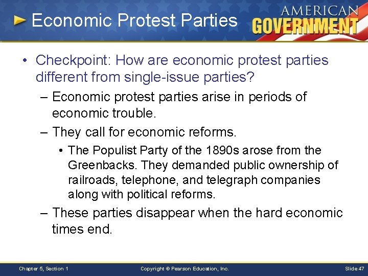 Economic Protest Parties • Checkpoint: How are economic protest parties different from single-issue parties?