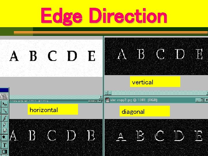 Edge Direction vertical horizontal diagonal 