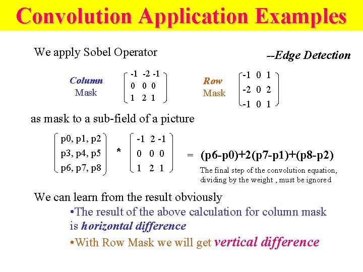 Convolution Application Examples We apply Sobel Operator --Edge Detection -1 -2 -1 0 0