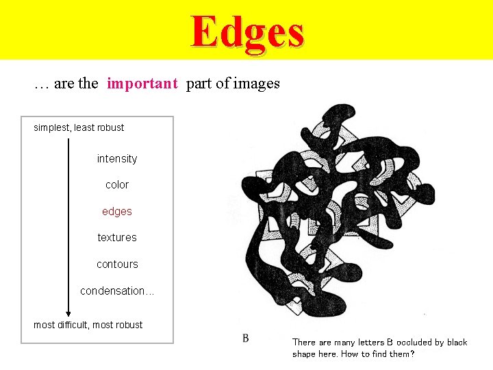 Edges … are the important part of images simplest, least robust intensity color edges