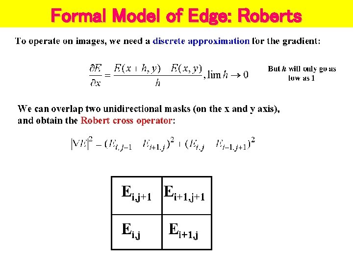 Formal Model of Edge (cont) Formal Model of Edge: Roberts 