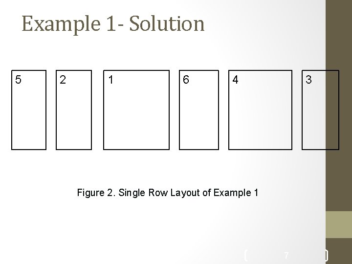 Example 1 - Solution 5 2 1 6 4 3 Figure 2. Single Row
