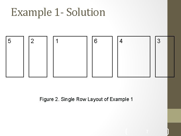 Example 1 - Solution 5 2 1 6 4 3 Figure 2. Single Row Example 1 - Solution 5 2 1 6 4 3 Figure 2. Single Row