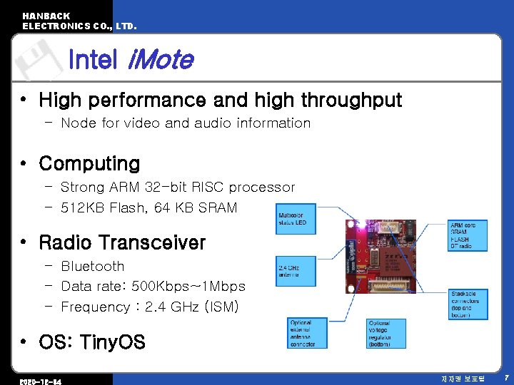 HANBACK ELECTRONICS CO. , LTD. Intel i. Mote • High performance and high throughput