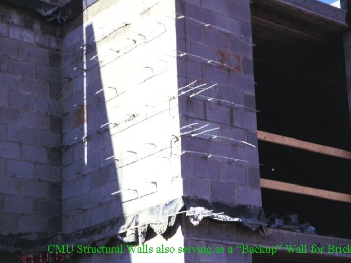 14 CMU Structural Walls also serving as a “Backup” Wall for Brick 