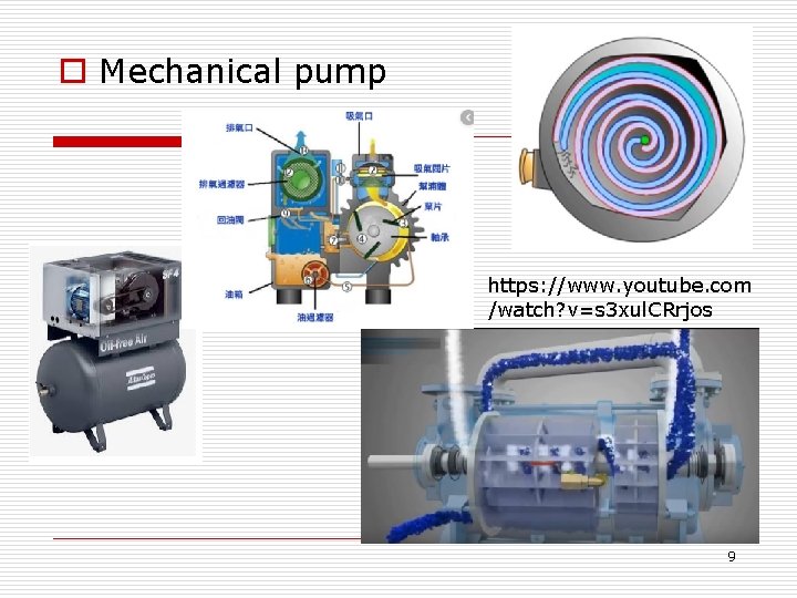 o Mechanical pump https: //www. youtube. com /watch? v=s 3 xul. CRrjos 9 