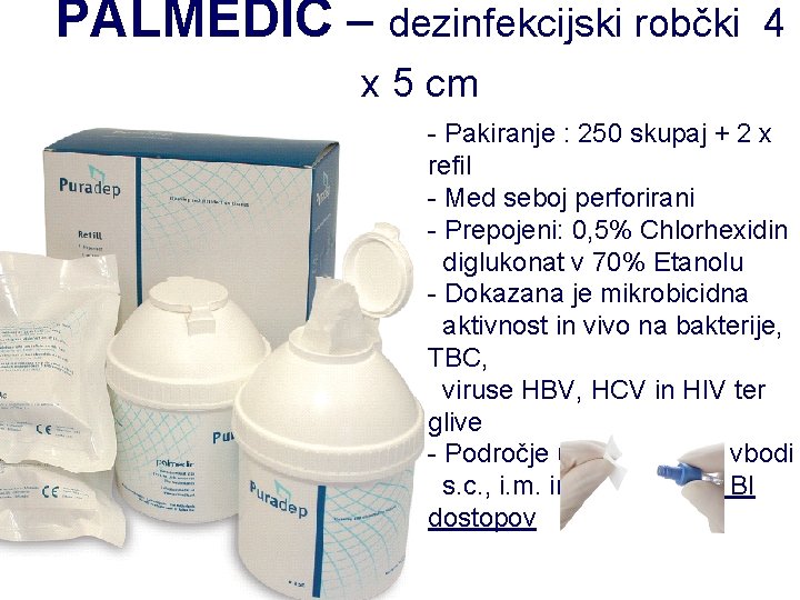 PALMEDIC – dezinfekcijski robčki 4 x 5 cm - Pakiranje : 250 skupaj +