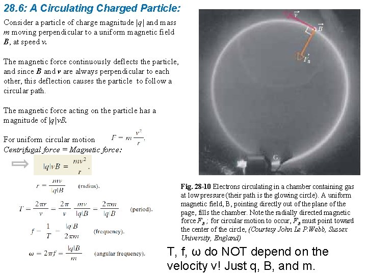 28. 6: A Circulating Charged Particle: Consider a particle of charge magnitude |q| and