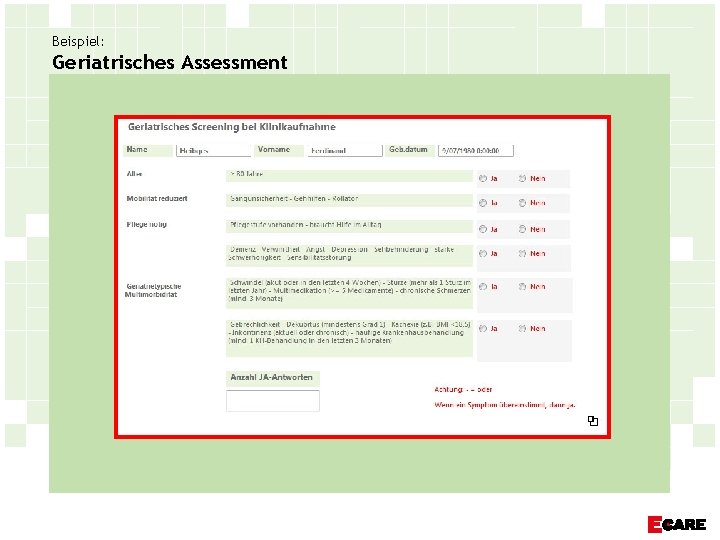 Beispiel: Geriatrisches Assessment 