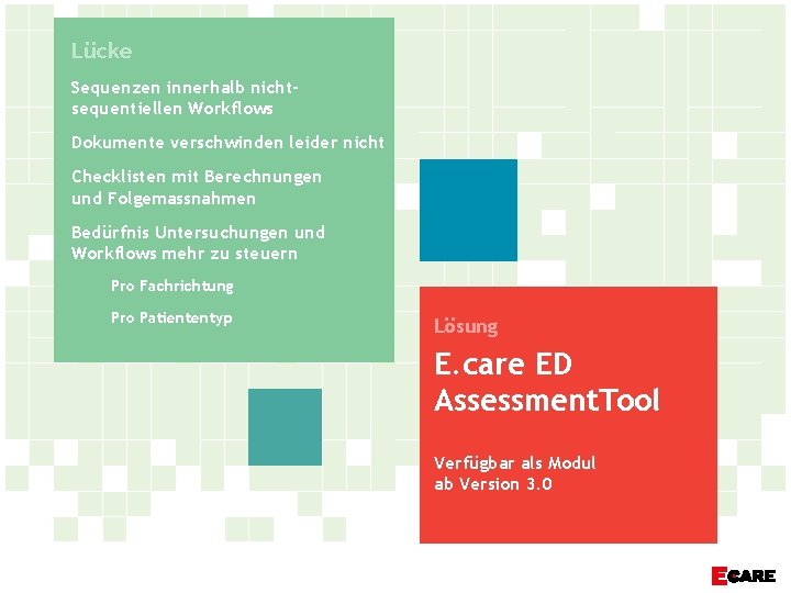 Lücke Sequenzen innerhalb nichtsequentiellen Workflows Dokumente verschwinden leider nicht Checklisten mit Berechnungen und Folgemassnahmen