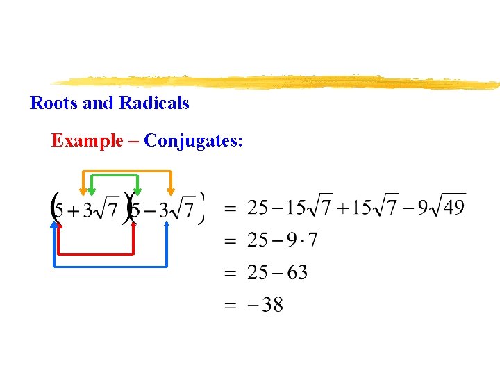 Roots and Radicals Example – Conjugates: 