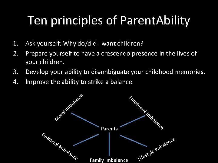 Ten principles of Parent. Ability 1. Ask yourself: Why do/did I want children? 2.