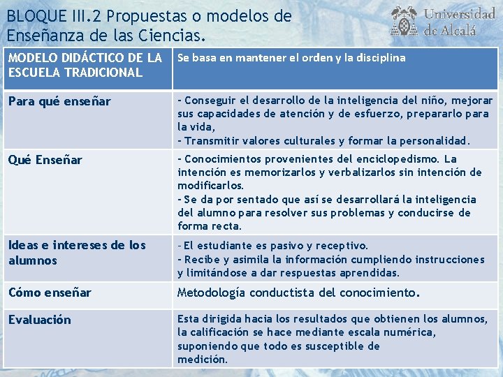 BLOQUE III. 2 Propuestas o modelos de Enseñanza de las Ciencias. MODELO DIDÁCTICO DE