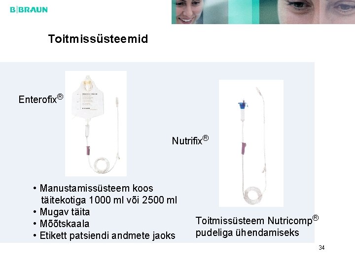 Toitmissüsteemid Enterofix® Nutrifix® • Manustamissüsteem koos täitekotiga 1000 ml või 2500 ml • Mugav