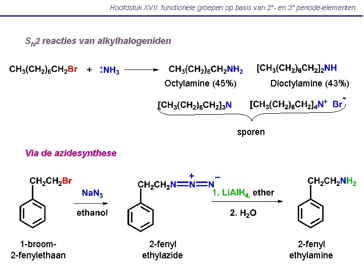 Hoofdstuk XVII: functionele groepen op basis van 2°- en 3° periode-elementen SN 2 reacties