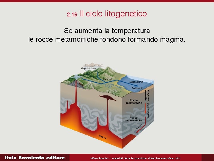 2. 16 Il ciclo litogenetico Se aumenta la temperatura le rocce metamorfiche fondono formando