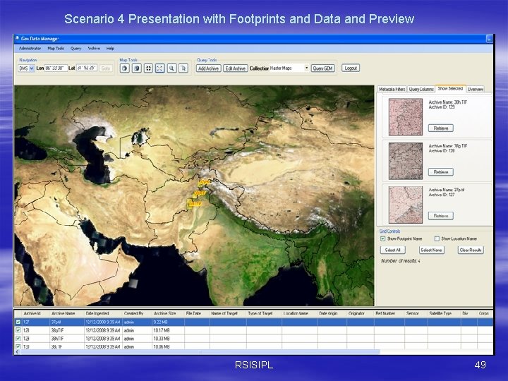 Scenario 4 Presentation with Footprints and Data and Preview RSISIPL 49 