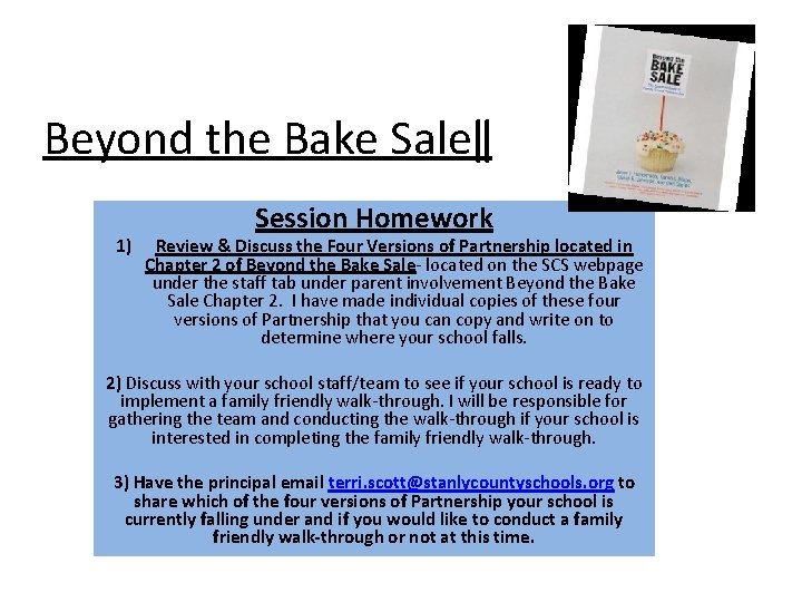 Beyond the Bake Sale‖ 1) Session Homework Review & Discuss the Four Versions of