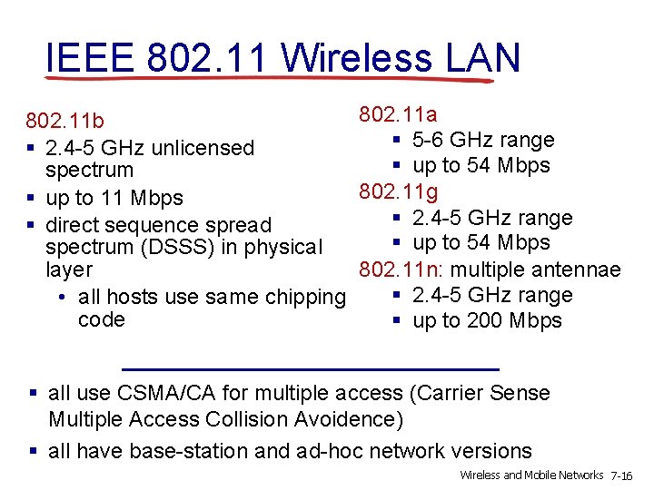 IEEE 802. 11 Wireless LAN 802. 11 a 802. 11 b § 5 -6